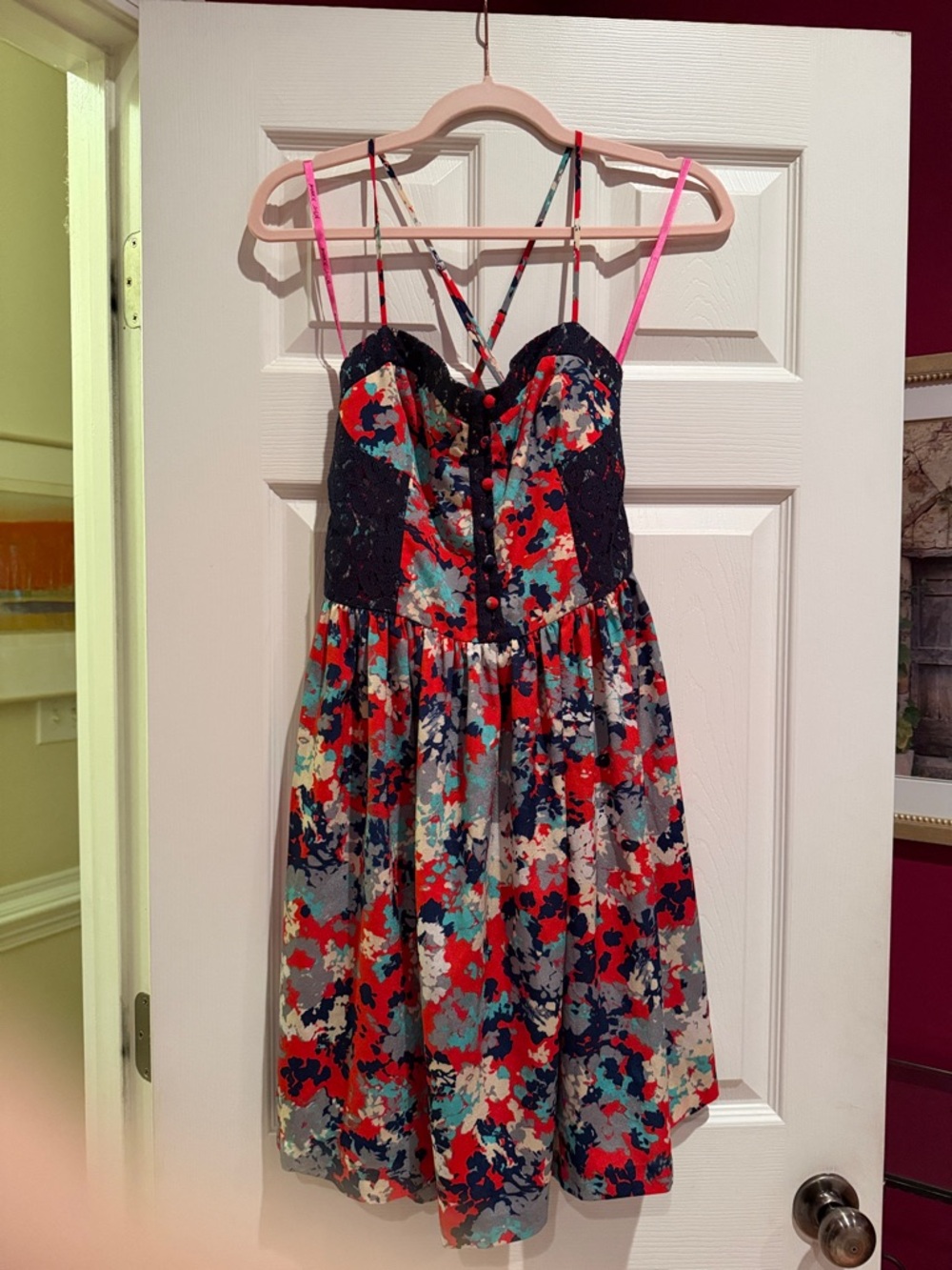 Betsey Johnson Red, Teal and Navy Floral Dress